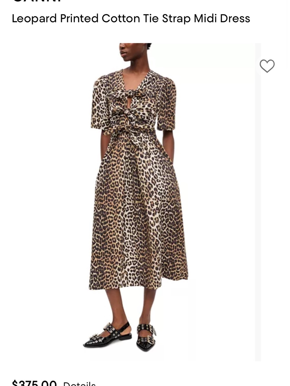 Ganni Leopard-Print Tie Strap Midi Dress in Brown and Black